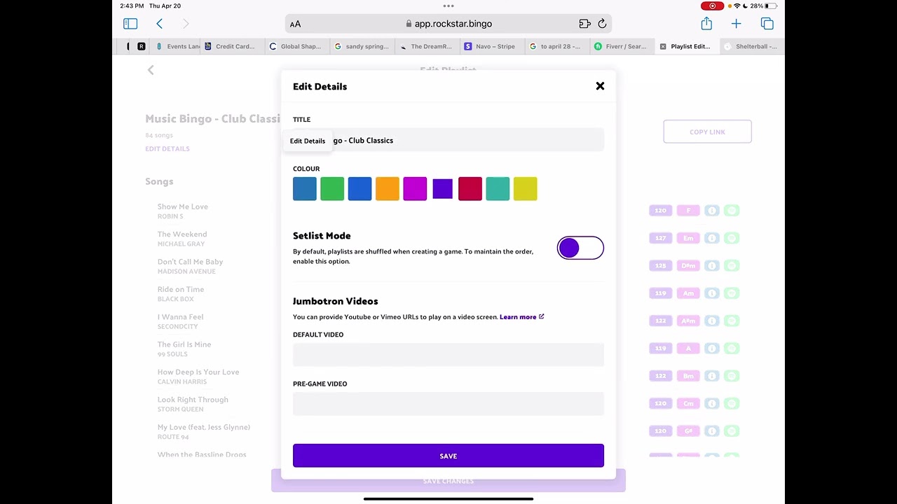 How to create a custom music bingo playlist with custom start times for songs