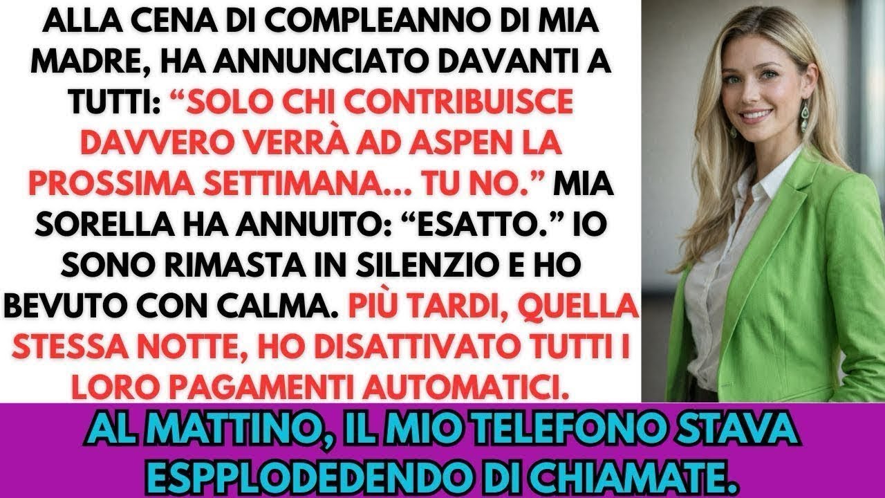 Alla cena di compleanno di mia madre mi esclusero da Aspen… non sapevano cosa avrei fatto