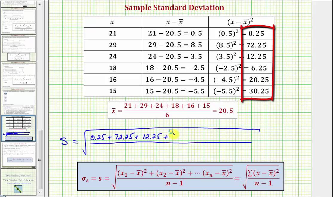 Ex: Calculate the Sample Standard Deviation