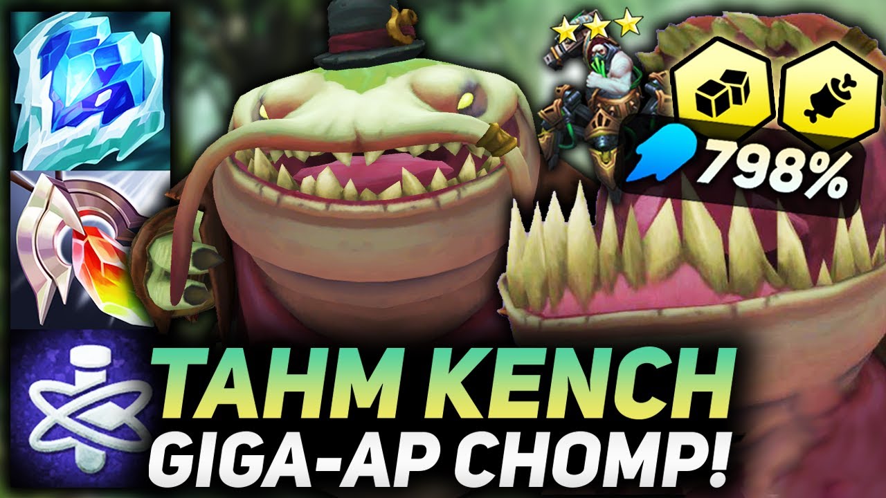 GLUTTON TAHM KENCH 798% AP ONE-SHOT CHOMP FARMS INFINITE ITEMS!!  | Teamfight Tactics SET 6 PBE