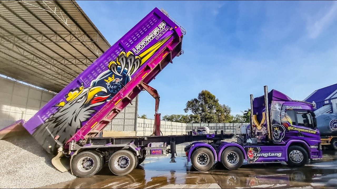 มาดูสุดหล่อเมืองจัน Scania P410 ลากเซมิดั๊มพ์ ลงหิน แพล้นท์ปูนสวนอุดมทรัพย์ จันทบุรี