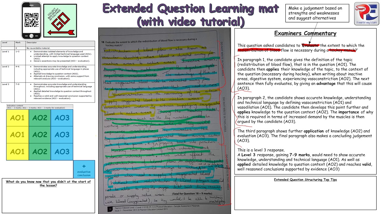 GCSE PE- Extended  Question, 9 Mark Video Tutorial