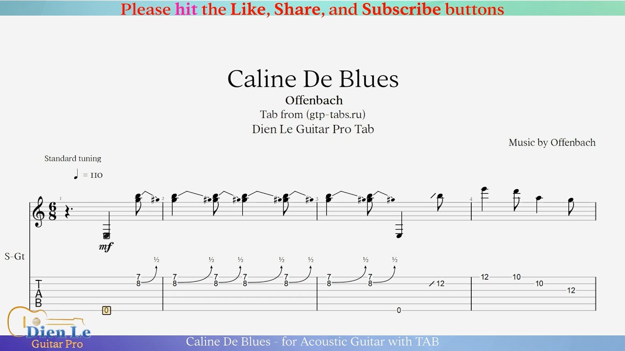 Caline De Blues - for Acoustic Guitar with TAB
