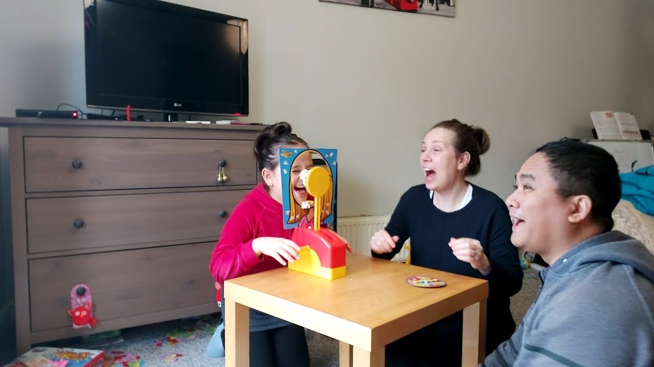 Family Fun time. WACKY FACE AND BLINDFOLD FEEDING