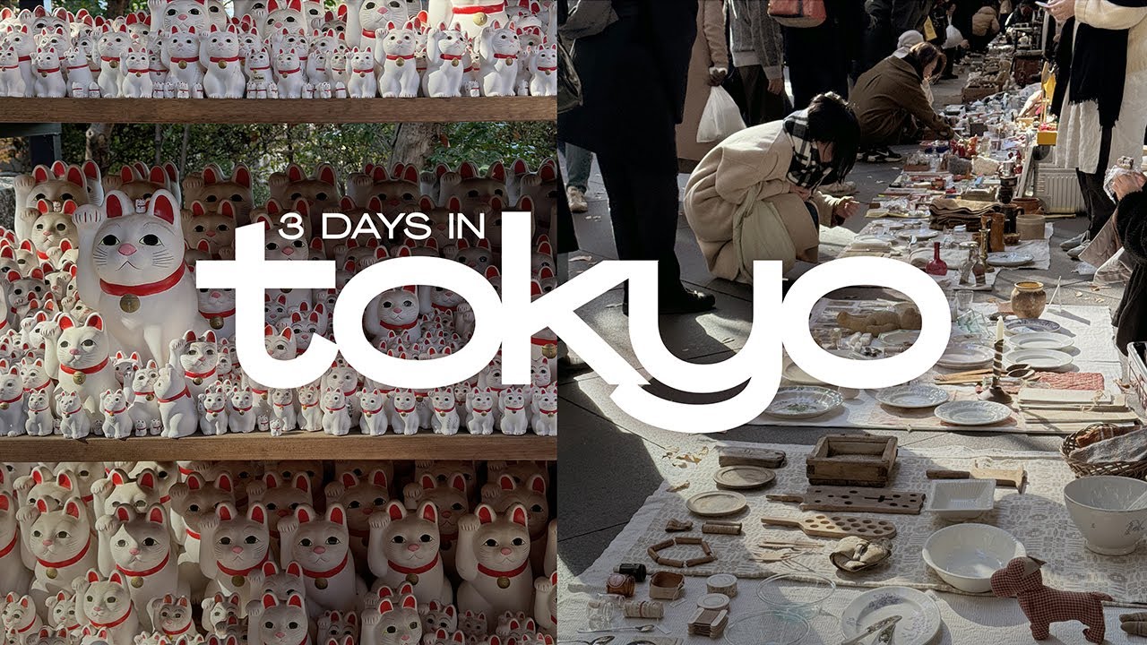 tokyo vlog 🇯🇵 caught the lucky cat train, gotokuji, oedo antique market, setagaya flea, ginza cafes