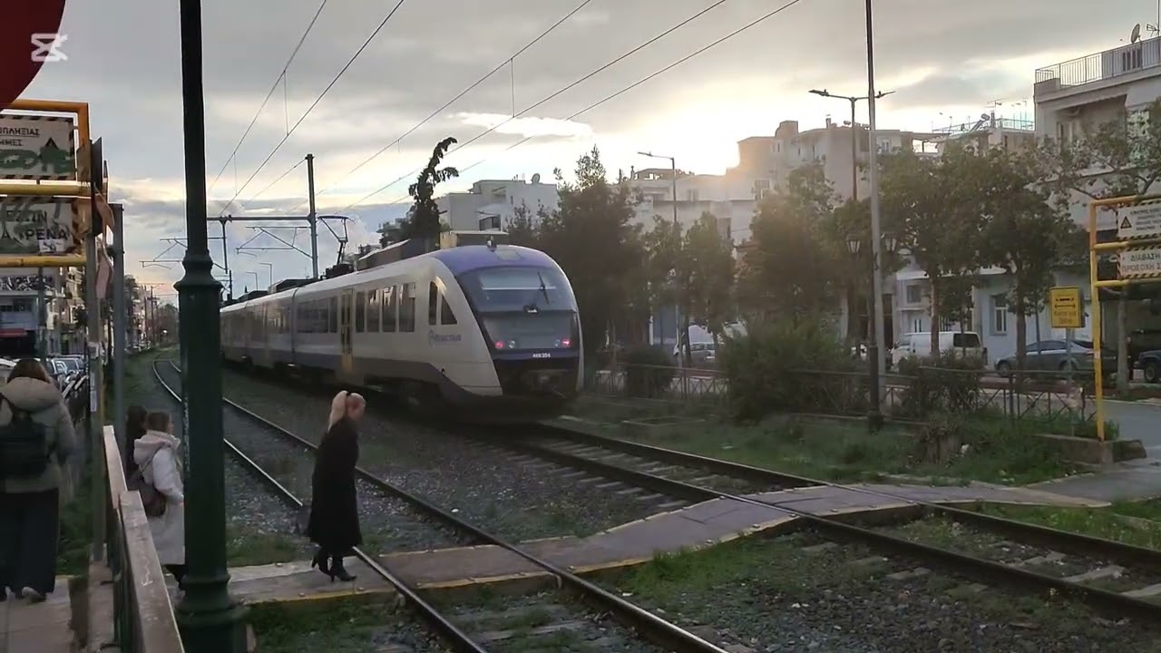 Athens suburban railway trains at Kerameikos area