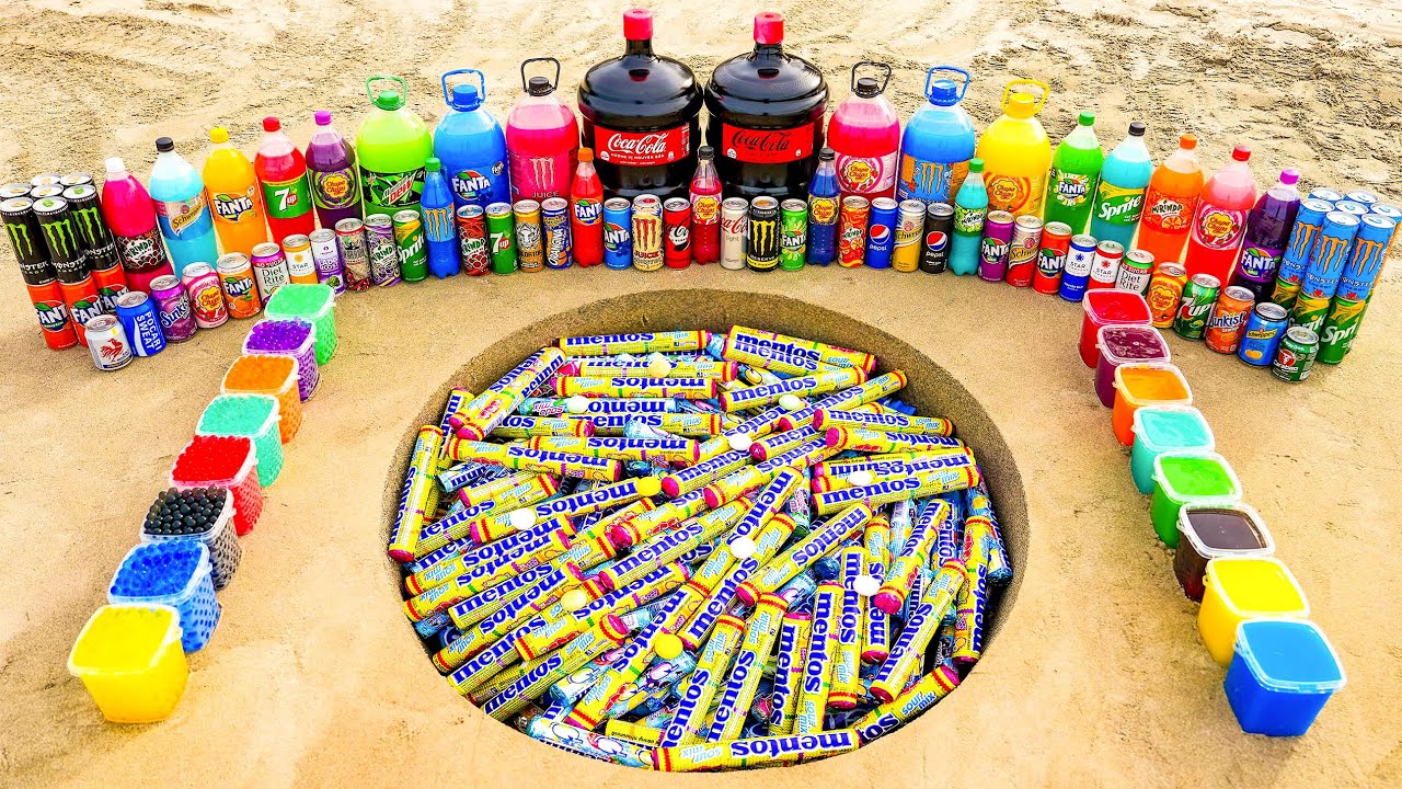 Giant Coca Cola & Big Monster, Chupa Chups, Mtn Dew, Fanta, Mirinda and Mentos soda mix Underground