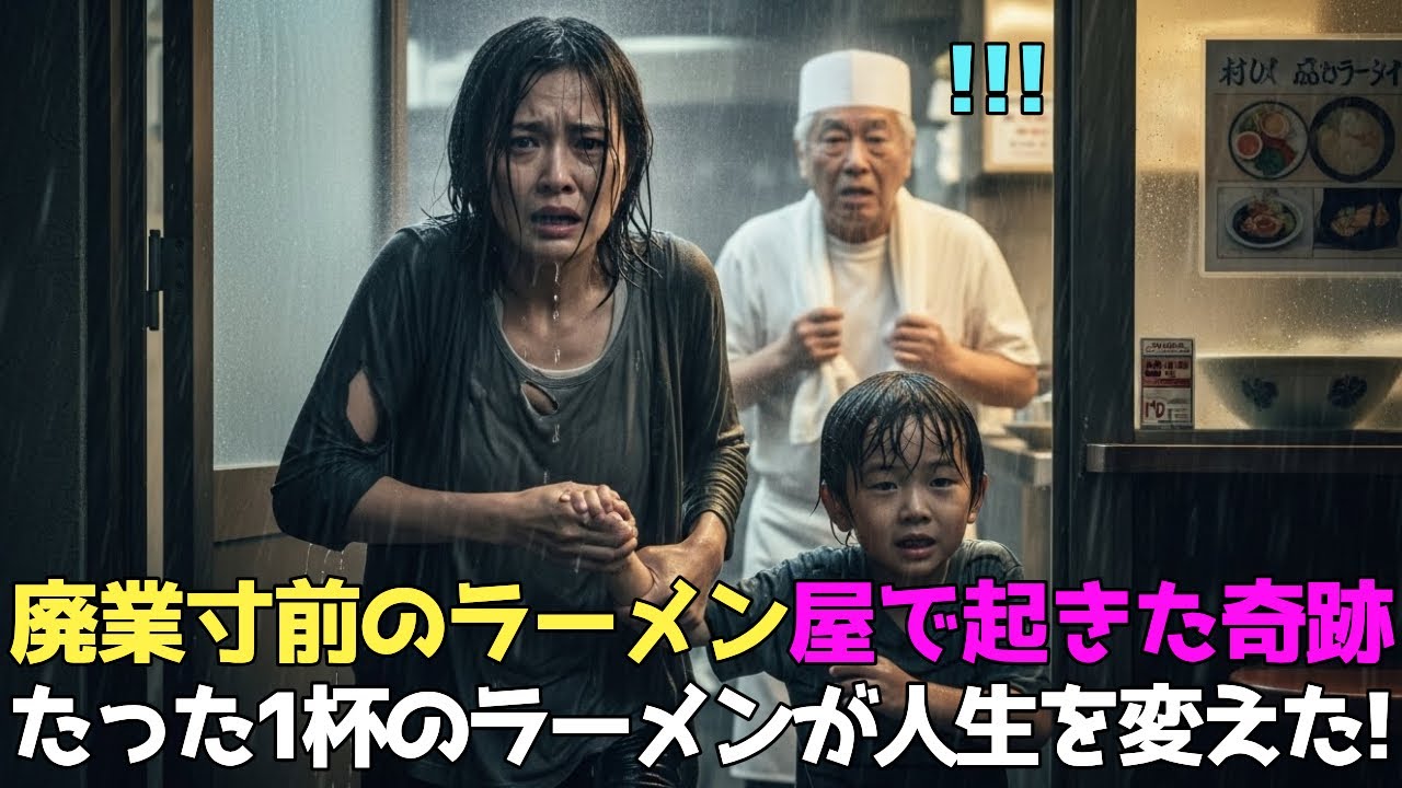 【涙腺崩壊】「警察を呼んでください」嵐の夜、ボロボロの母子がラーメン屋に...67歳大将の決断に涙が止まらない【実話】｜人生の教訓｜オーディオブック｜感動する話