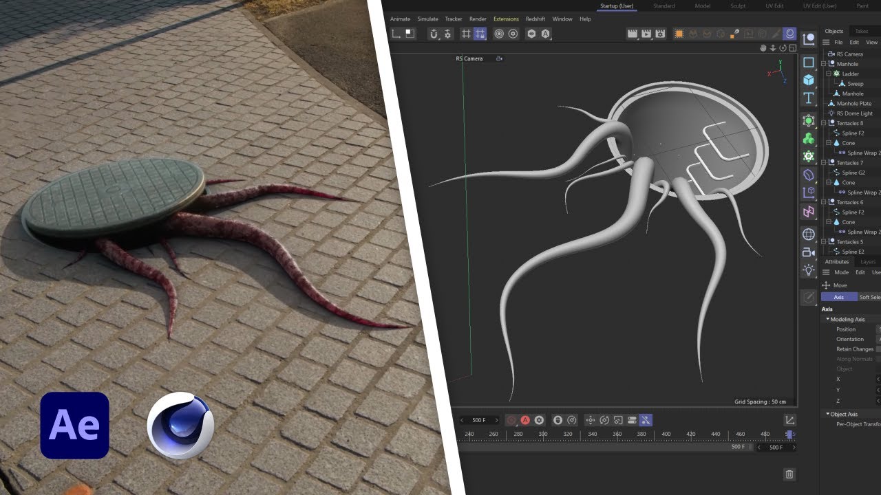 Making of VFX - Tentacles [C4D - After Effects]