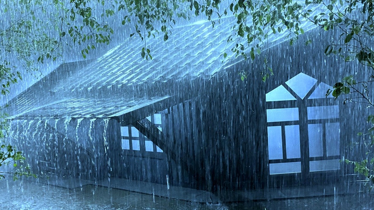Rain On An Ancient Roof For Sleeping - Deep Sleep With Heavy Rain & Thunder Sound At Night