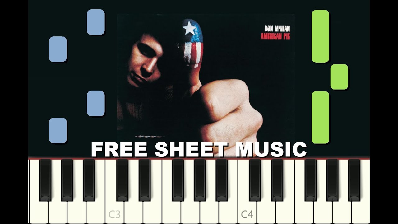 AMERICAN PIE by Don McLean, 1971, Piano Tutorial with free Sheet Music (pdf)