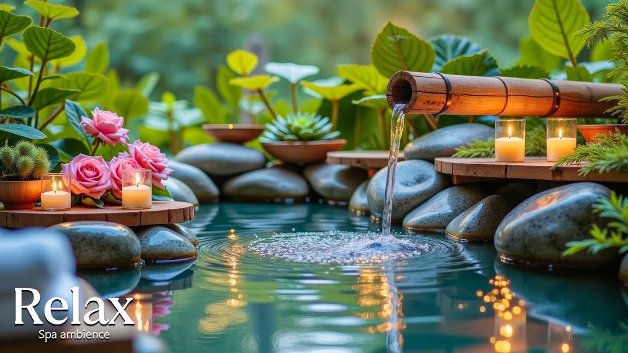 Relaxing Music Relieves Stress, Calm Anxiety & Depression 🌿 Peaceful Piano + Bamboo Water Fountain