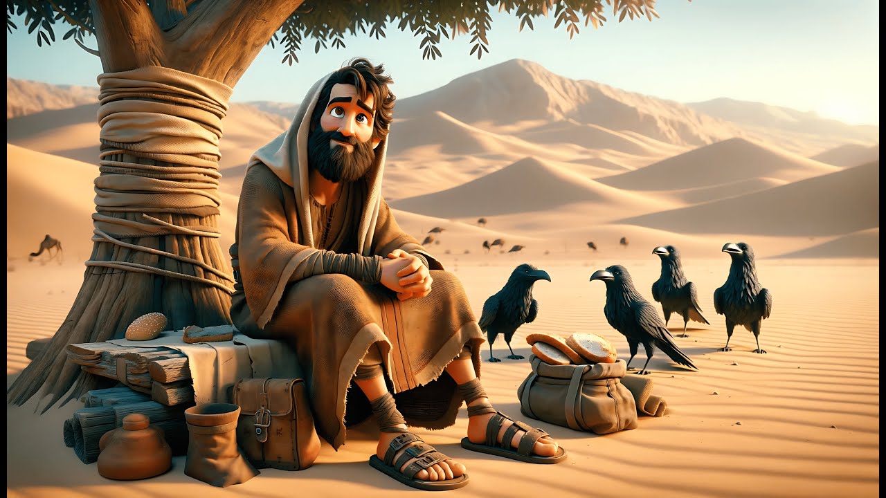 Elijah fed by ravens 🐦&zwj;⬛ Kids bible story