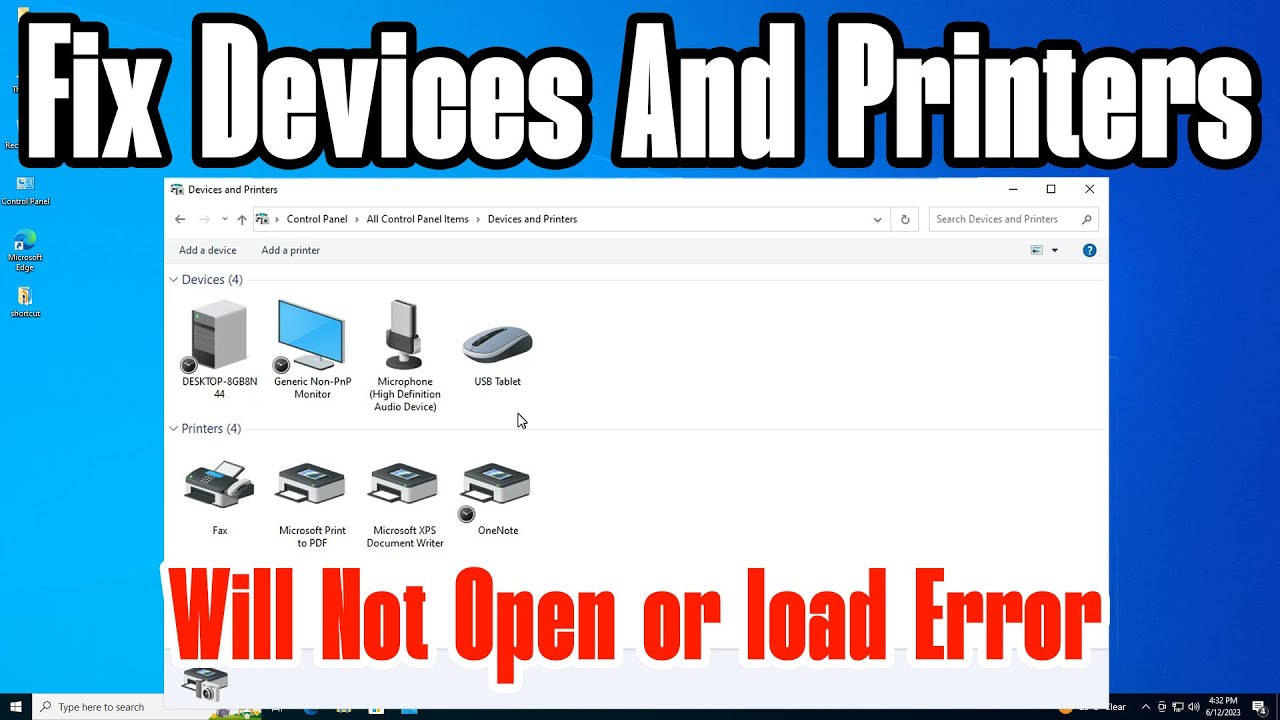 How to Fix Devices And Printers Will Not Open or load Error