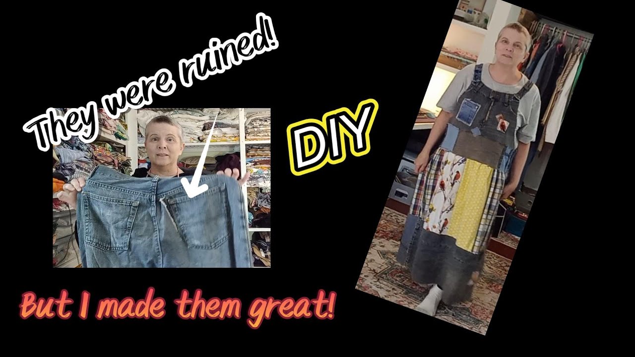 Upcycled clothing tutorial: How to make bibb overalls from jeans. DIY #upcycled clothing