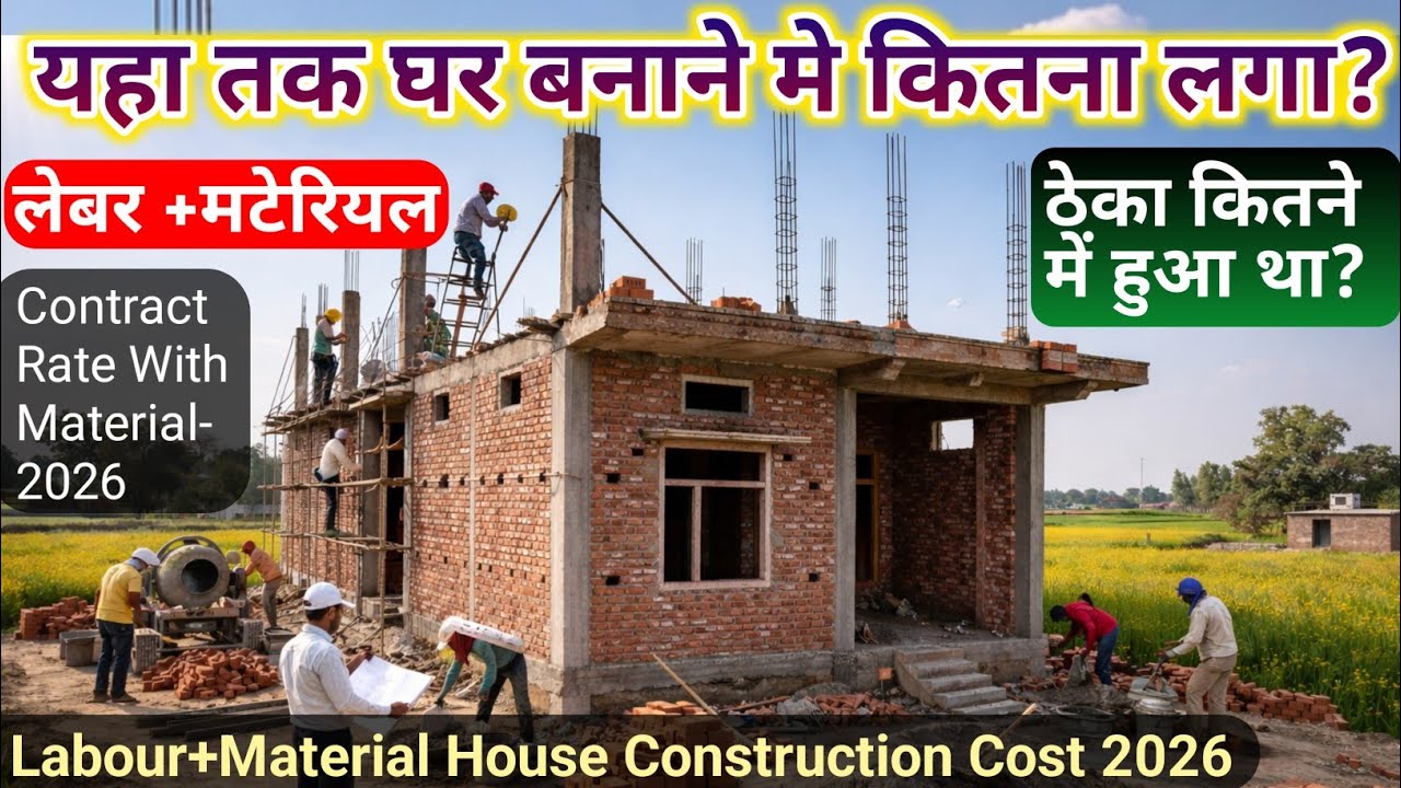 House construction cost 2026 in india labour+material | लेबर मटेरियल सहित घर बनाने का खर्च 2026