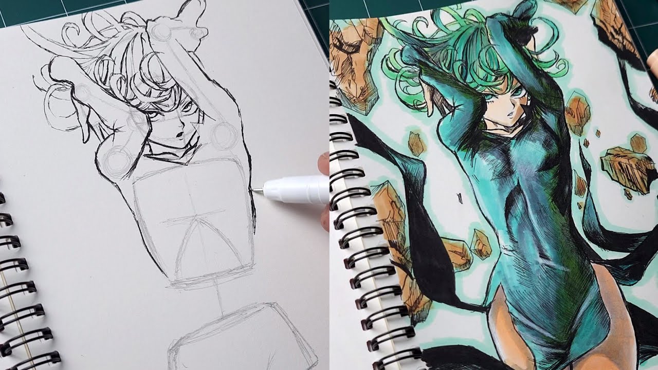 How to draw Tatsumaki step by step with anatomy | REAL TIME✨