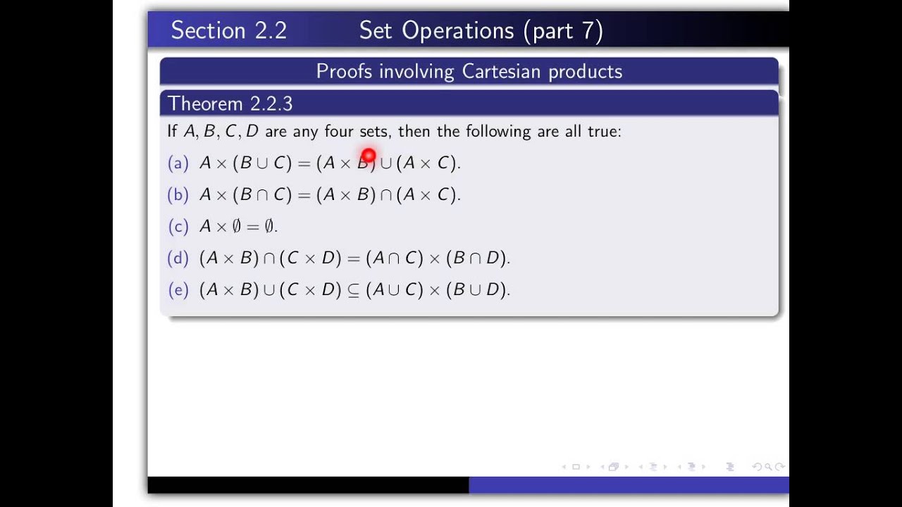 Section 2.2, part 7 Proofs involving Cartesian products