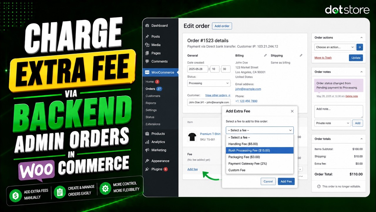How to Charge an Extra Fee in WooCommerce Via Backend Admin Orders