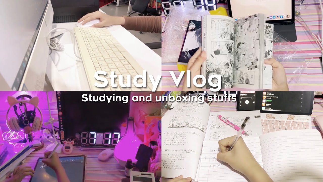 STUDY VLOG🧸💻// Lots of Studying, Japanese, unboxing and food