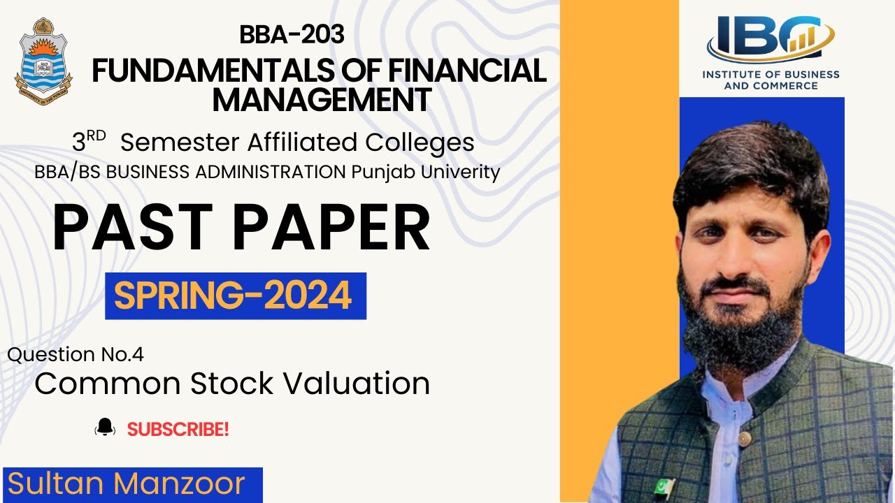 Past Paper Financial Management Spring 2024
