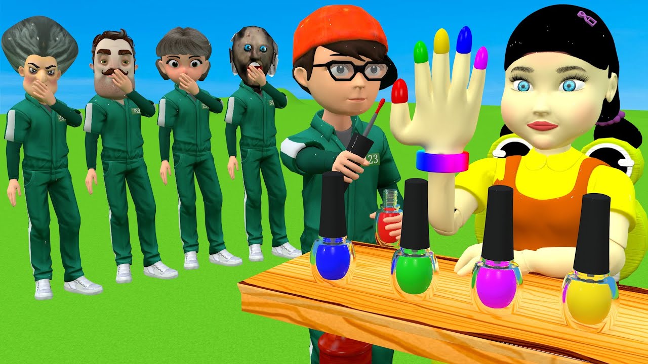 Scary Teacher 3D vs Squid Game Best Nail Polish Color 5 Times Challenge Who's Winer