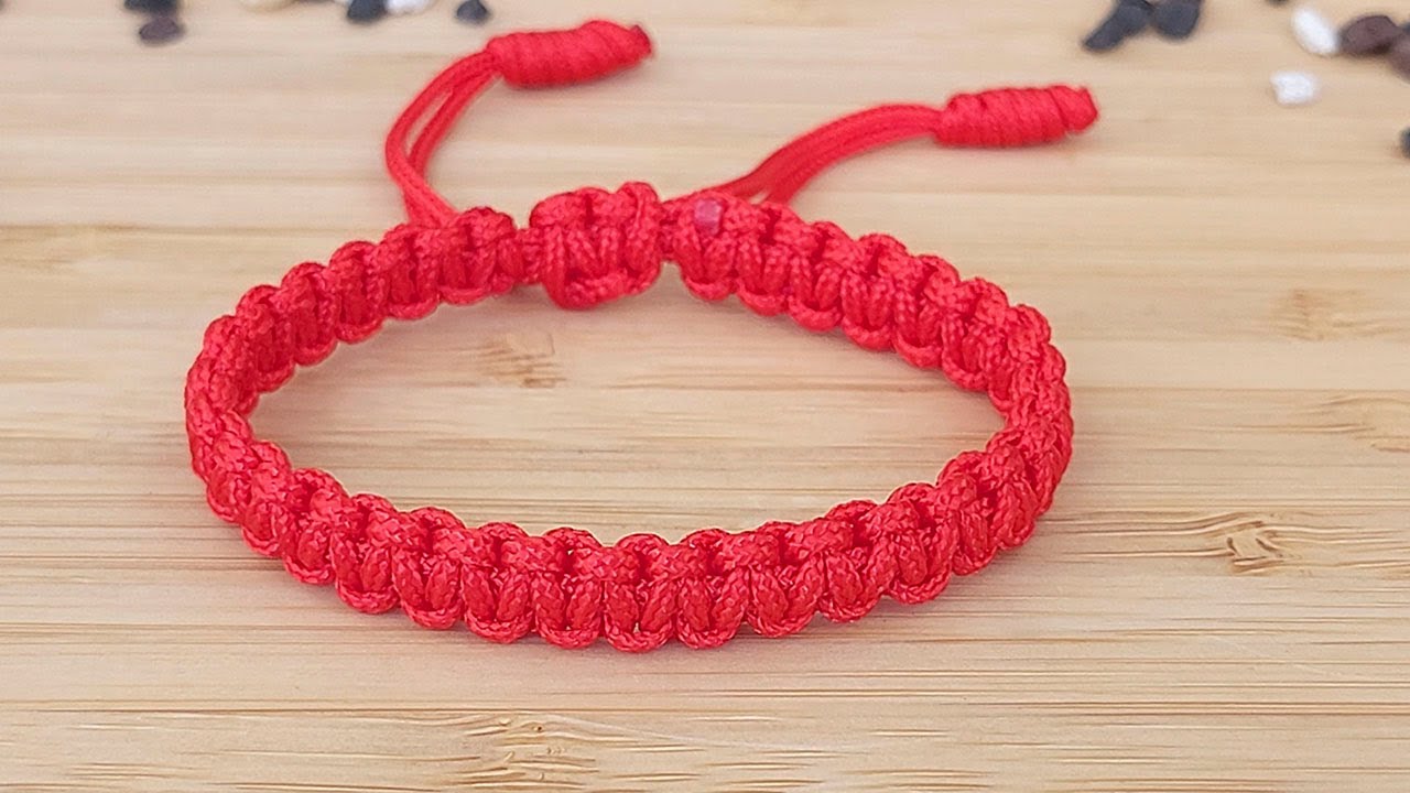 PULSERA FACIL Y RAPIDA// PULSERA MACRAME DE HILO//NUDO PLANO