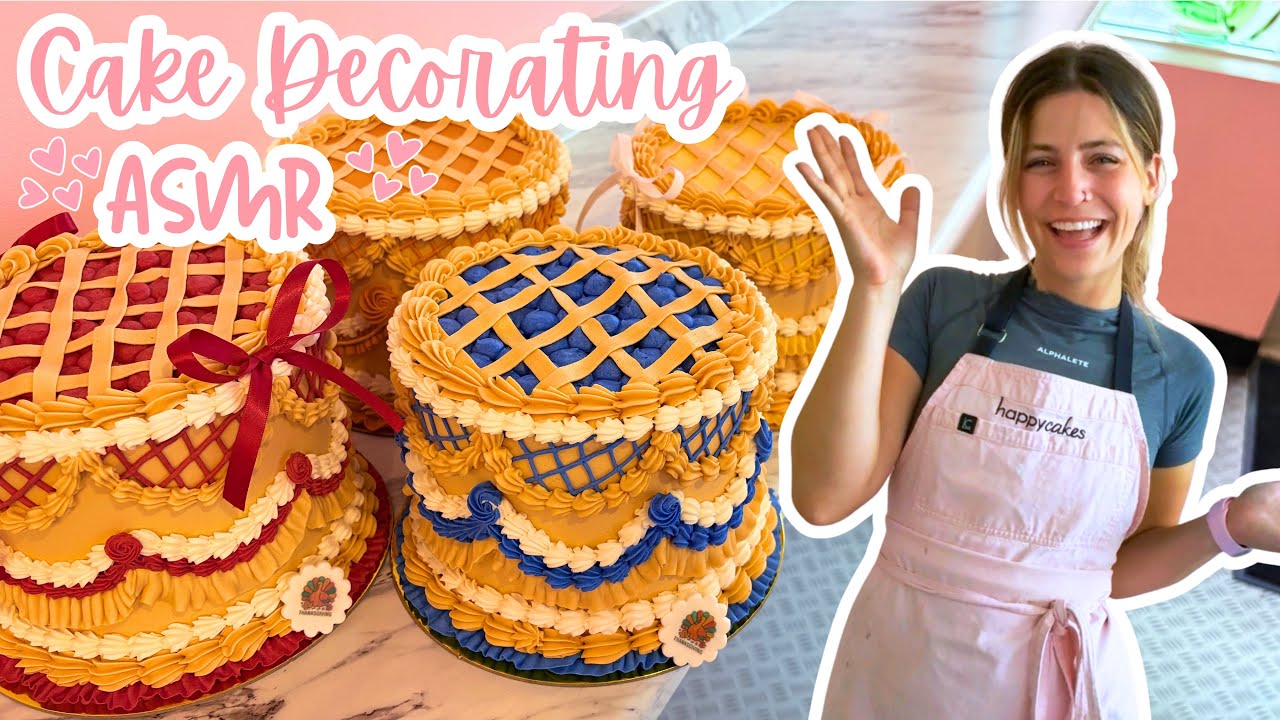 Satisfying Cake Decorating ASMR | Decorate Thanksgiving Pie Cakes With Me! 