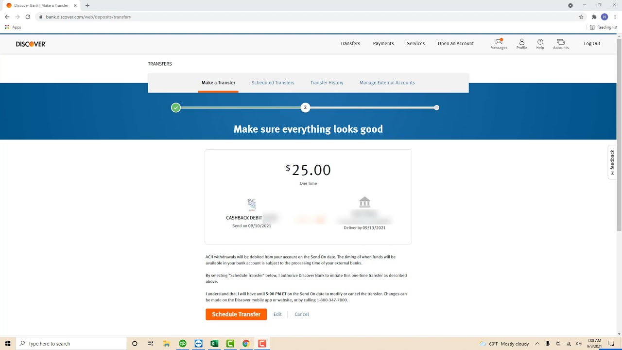 How to transfer money from your Discover bank account to an external bank account