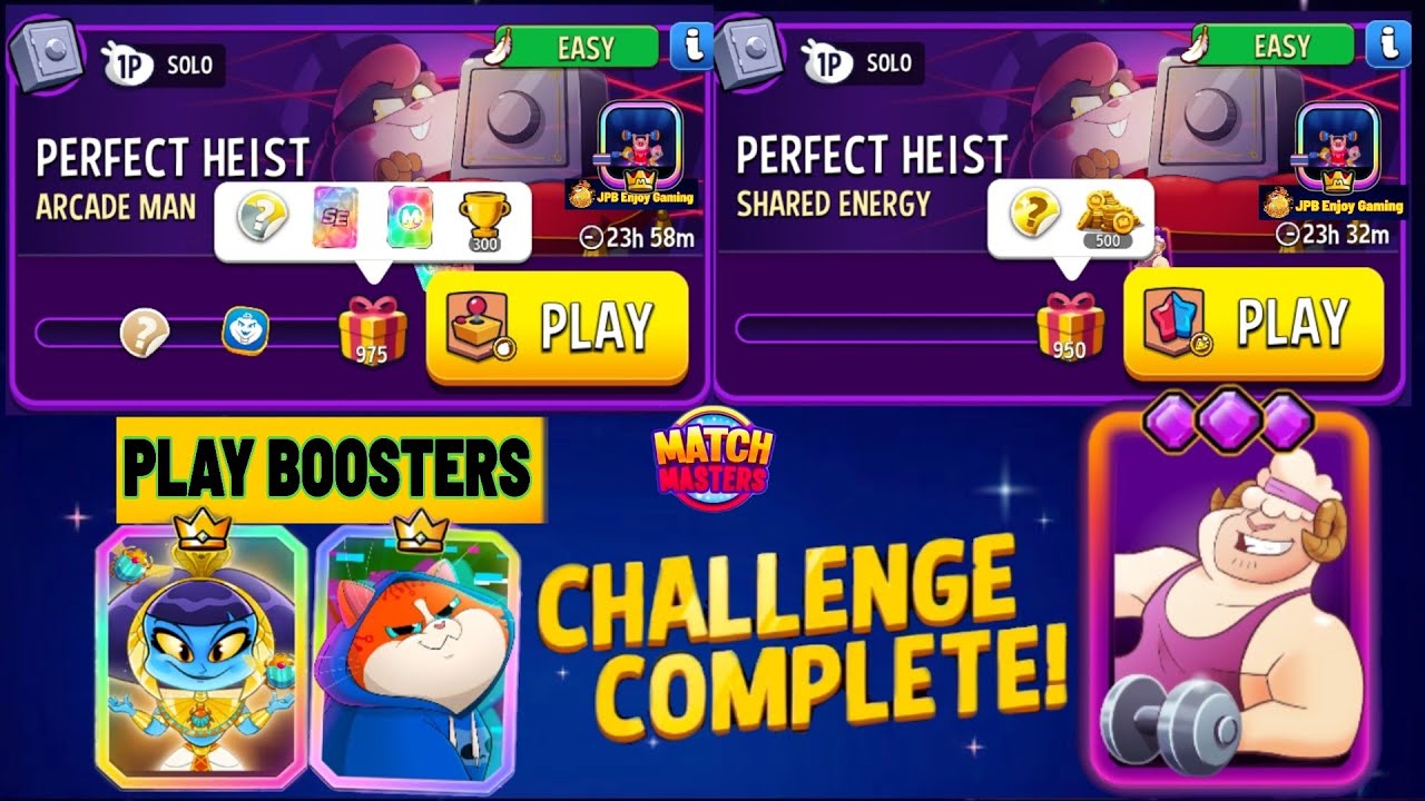 2 Solo/ Arcade Man+Bombs Away Solo Challenge 975 Score/ Shared Energy Solo Challenge 950 Score
