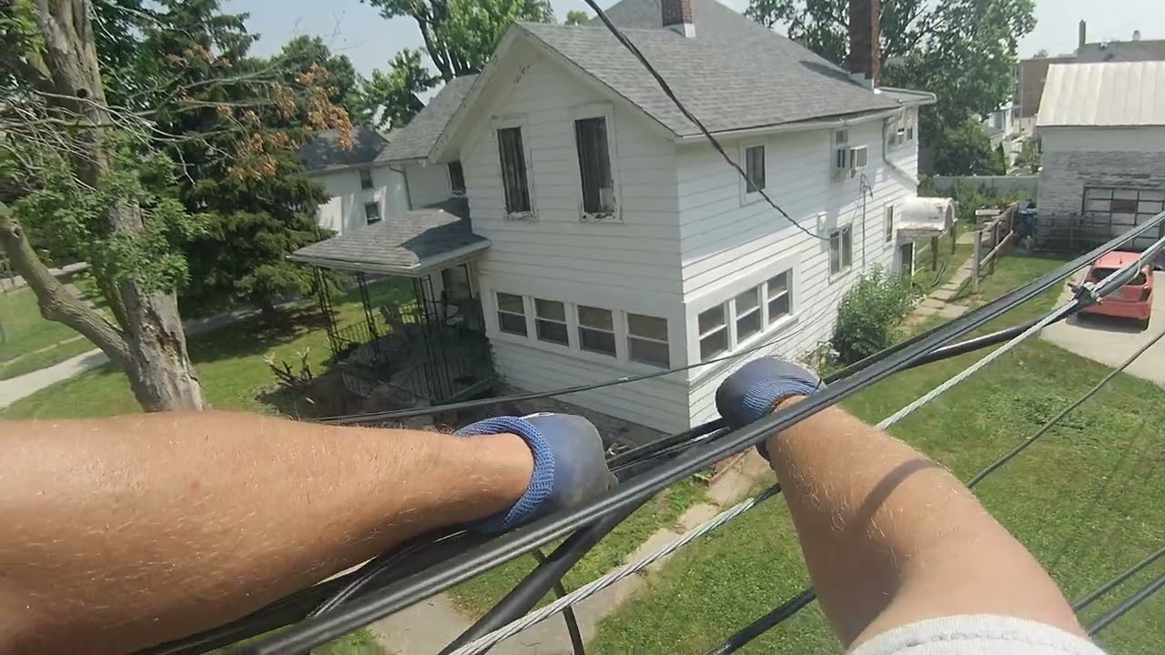 3 Backyards Aerial Fiber Optic Drop Install
