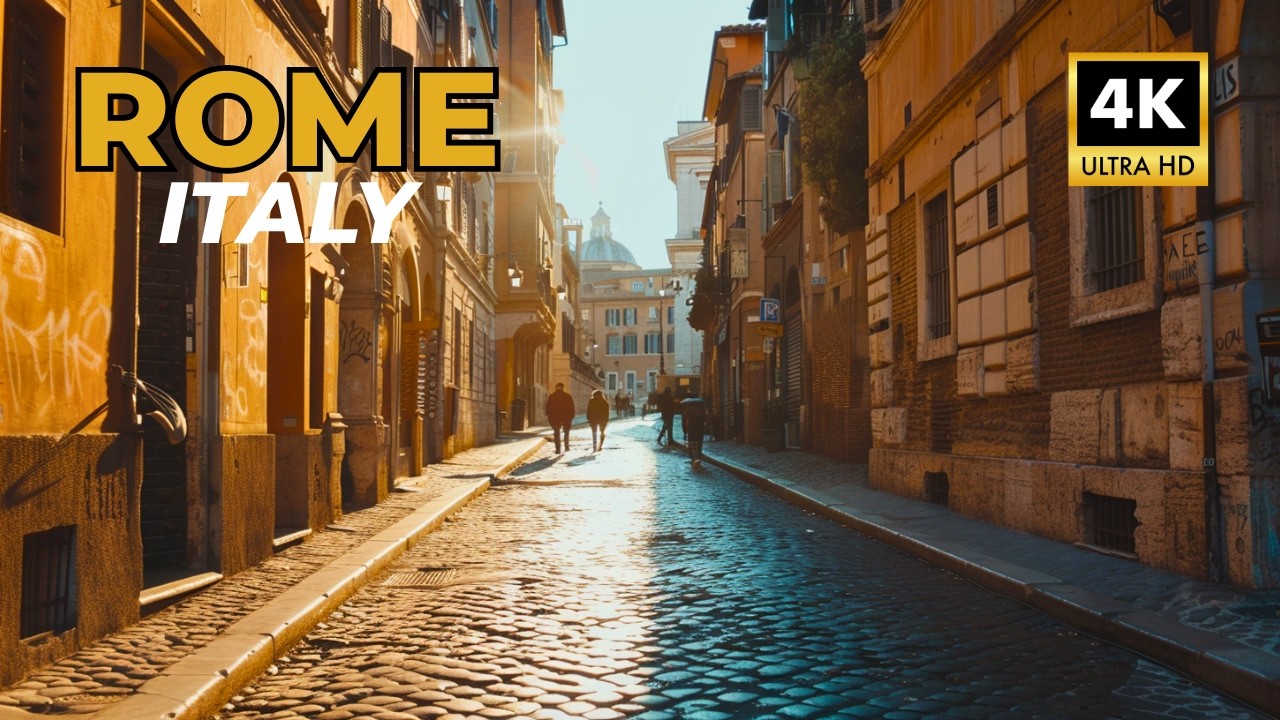 Рим, Италия — Реальные улицы в медленном темпе | Пешая прогулка 4K HDR — Январь