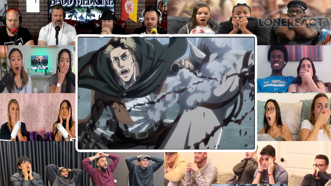 Erwin Charge Againts Beast Titan Scene - Attack on Titan S3 Ep16 | Reaction Mashup