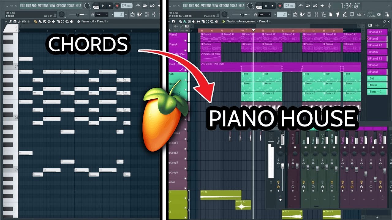 HOW TO MAKE PIANO HOUSE FROM CHORDS #flstudio