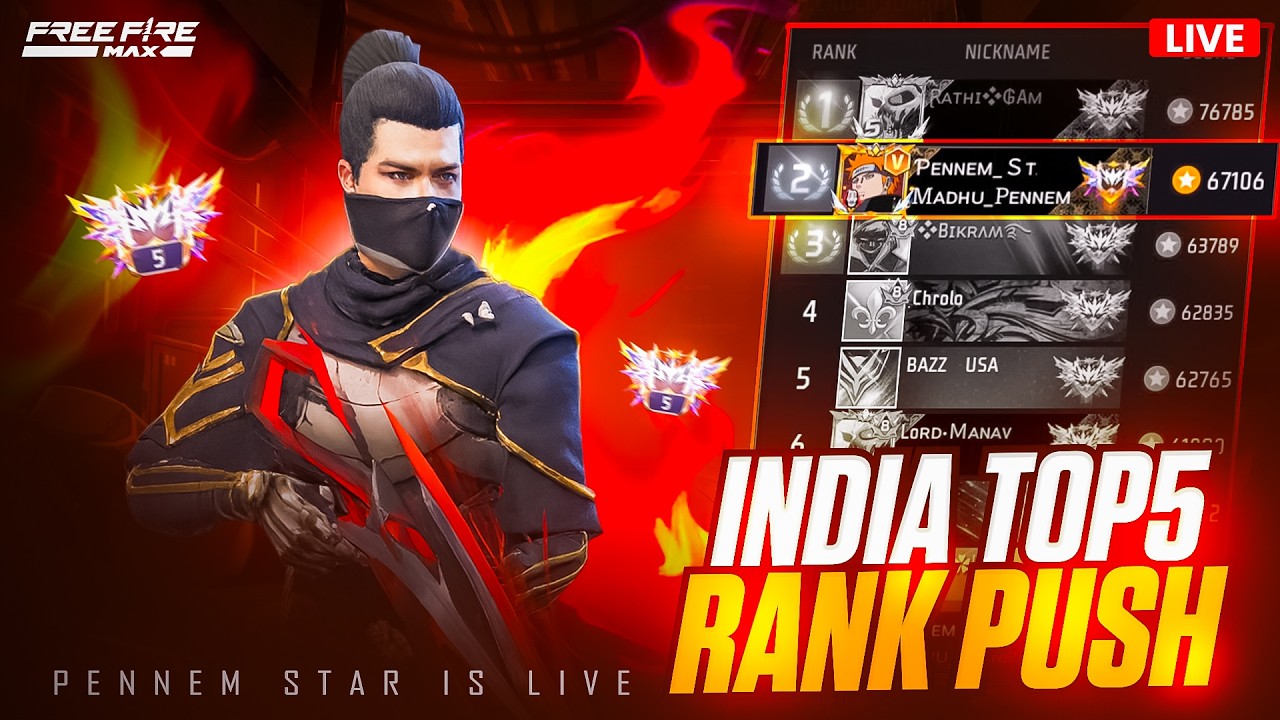 🔴[Live Free Fire New Rank Season Rank Push Live !! Goldmedal Pennem Star is Back