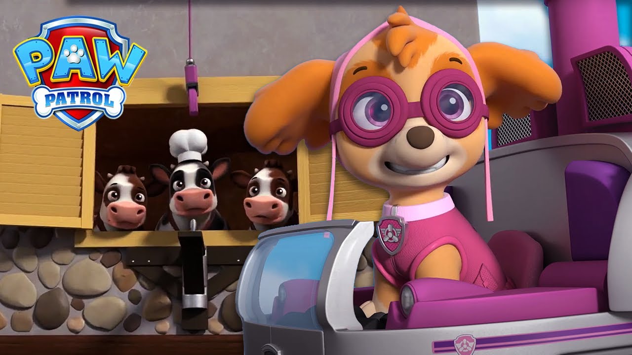 De koeien zitten vast in een vliegende stal! Kan Skye ze redden? - PAW Patrol Nederlands