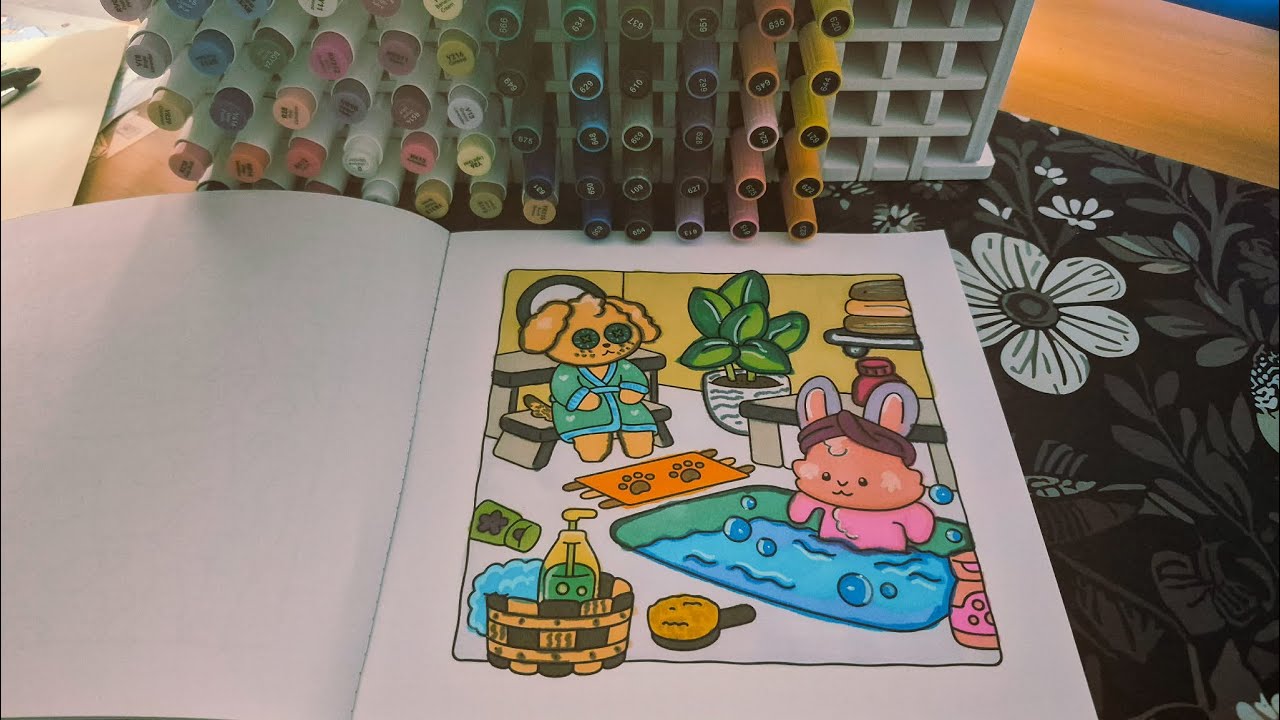 ASMR- Relaxing Coloring Video- Summer Cuties Spa Day