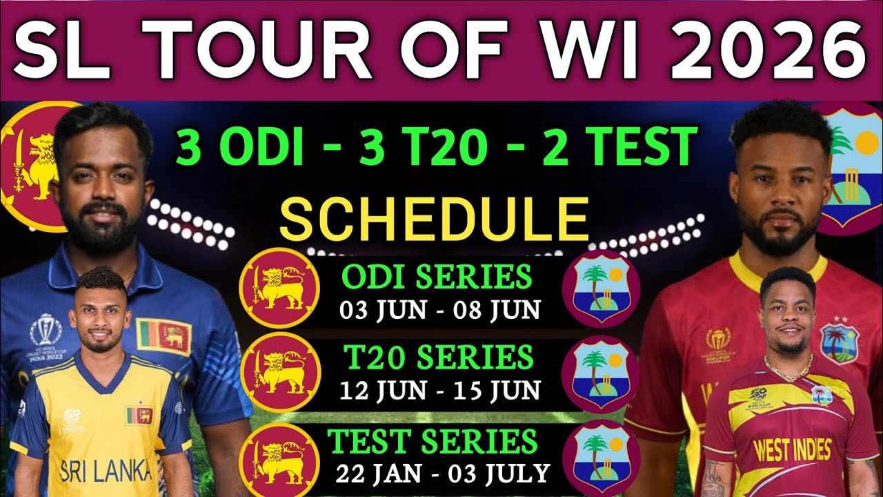 Sri Lanka vs West Indies 2026 | SL vs WI Schedule 2026 |Sri Lanka Tour of West Indies| SL vs WI 2026