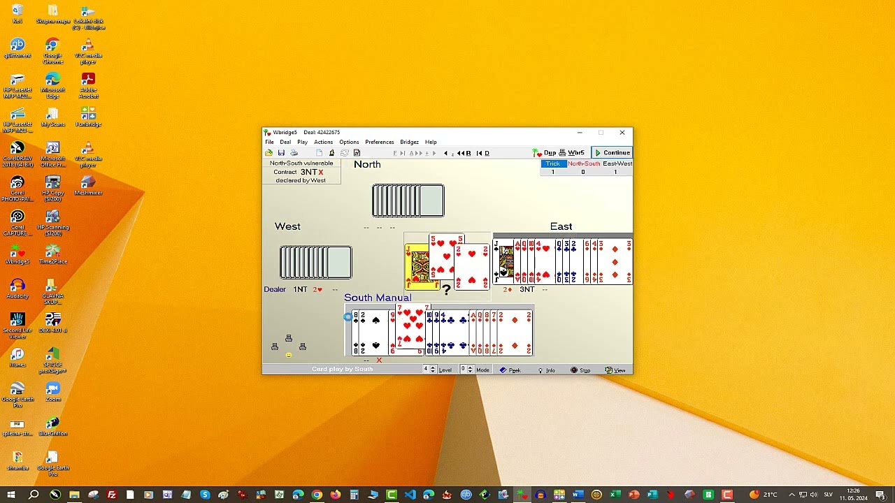 Kako igrati v Wbridge5 (igra South, avtomatično)