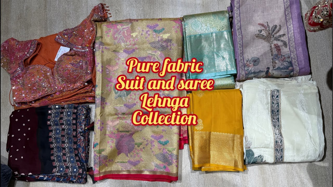 Lehnga and pure fabric suit and saree #saree #kurti #designersaree #ladiessuit #kurtipant