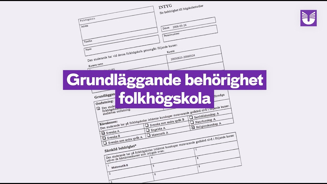 Grundläggande behörighet folkhögskola