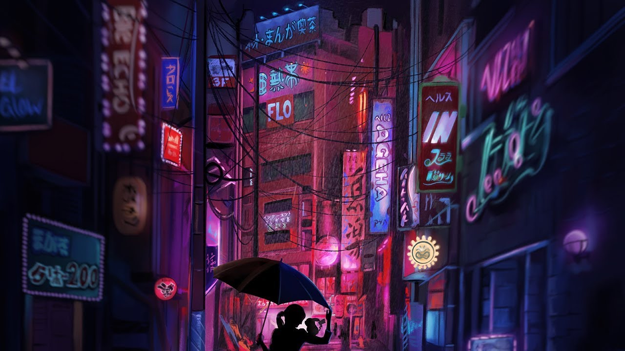 Japanese City at Night Drawing | Procreate time lapse painting 4k | Fully narrated