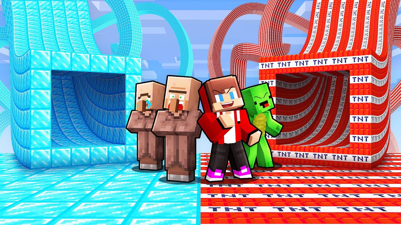 Villagers vs Mikey & JJ Choose the Right Tunnel in Minecraft (Maizen)