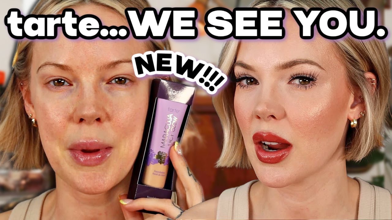 NEW FROM TARTE!!! TARTE MARACUJA JUICY SKIN TINT FOUNDATION REVIEW wear test, no filter, dry skin