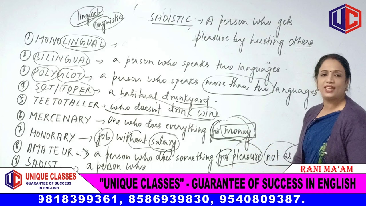 One Word Substitution | Words Related to PEOPLE | English Grammar By Rani Mam For SSC CGL, Bank PO