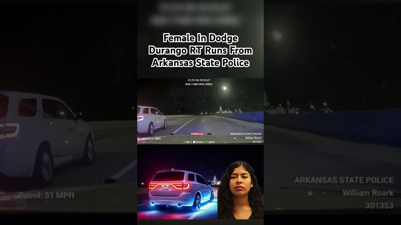 Female In Dodge Durango RT Runs From Arkansas State Police #policechase #police #dodgedurangosrt
