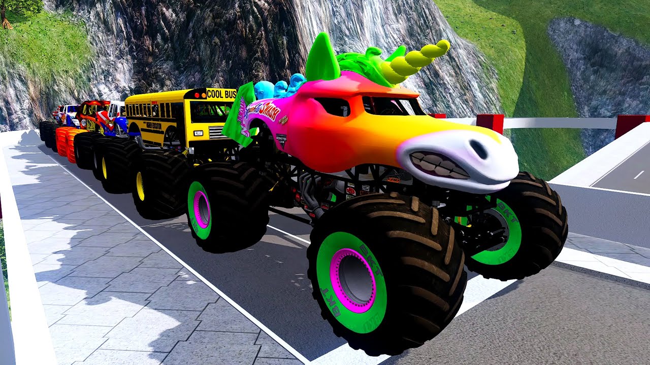 Epic High Speed monster trucks jumps & crashes #007 | BeamNG Drive
