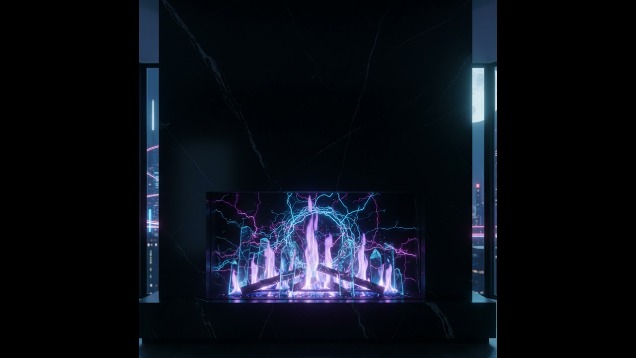 Euphoric Neon Embers 8-Hour Future Crackling ASMR Fireplace for Deep Sleep
