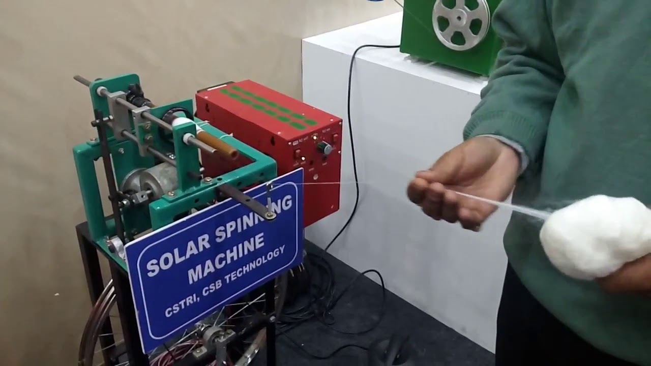 Spinning of Eri Silk on Silky Spin - Solar + Pedal Spinning Machine