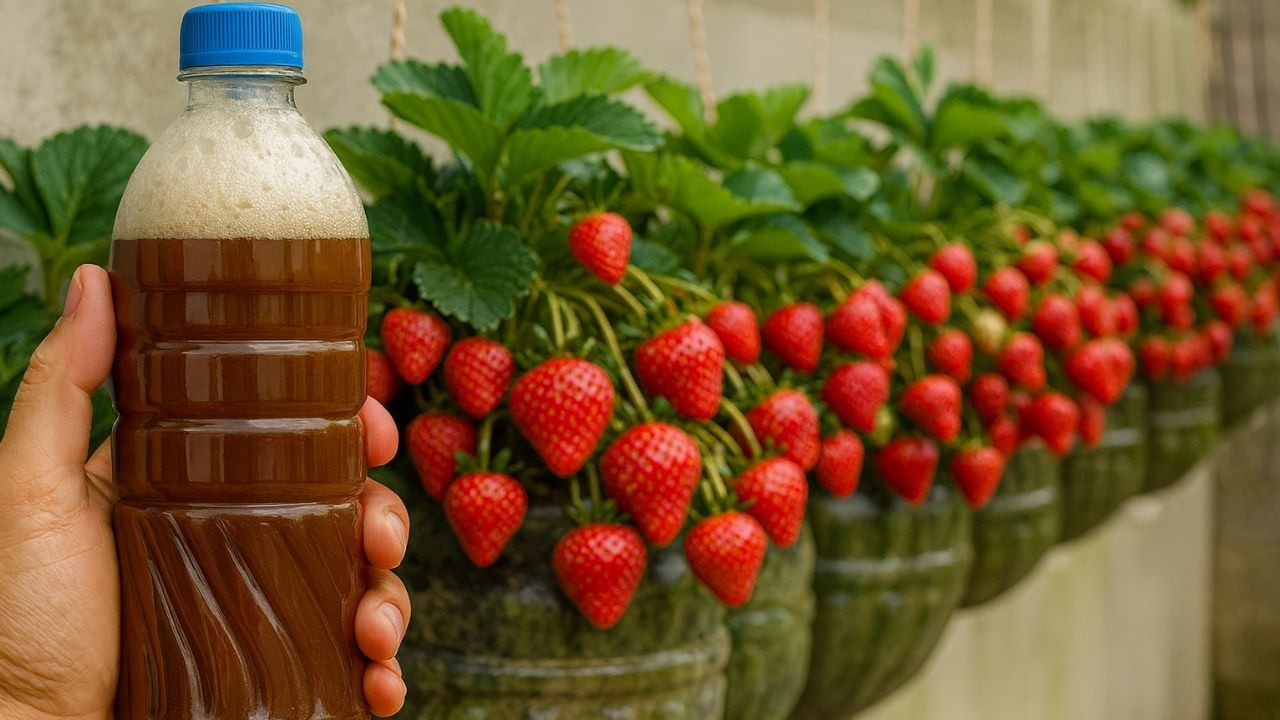 Apenas 1 Copo FAZ BOMBAR DE FRUTOS em QUALQUER PLANTA (MORANGOS O ANO TODO)